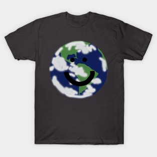 Planet Earth Happy Smiley Face T-Shirt